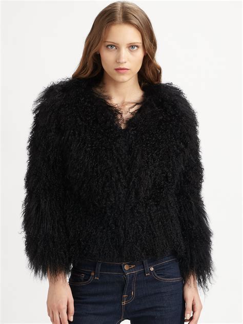 michael michael kors lamb fur trim leather jacket|Michael Michael Kors Lamb Leather Animal Print Fur Jacket.